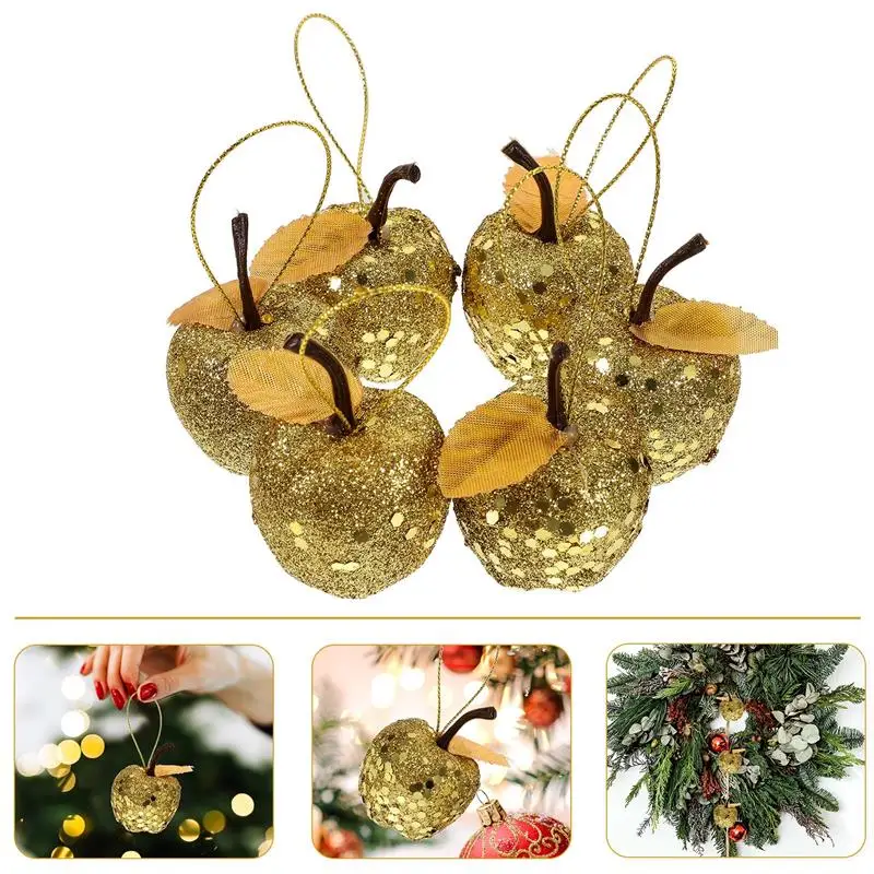 20Pcs Christmas Simulation Golden Pendant Christmas Tree Shaped Ornaments Xmas Holiday Wedding Party Decoration Navidad