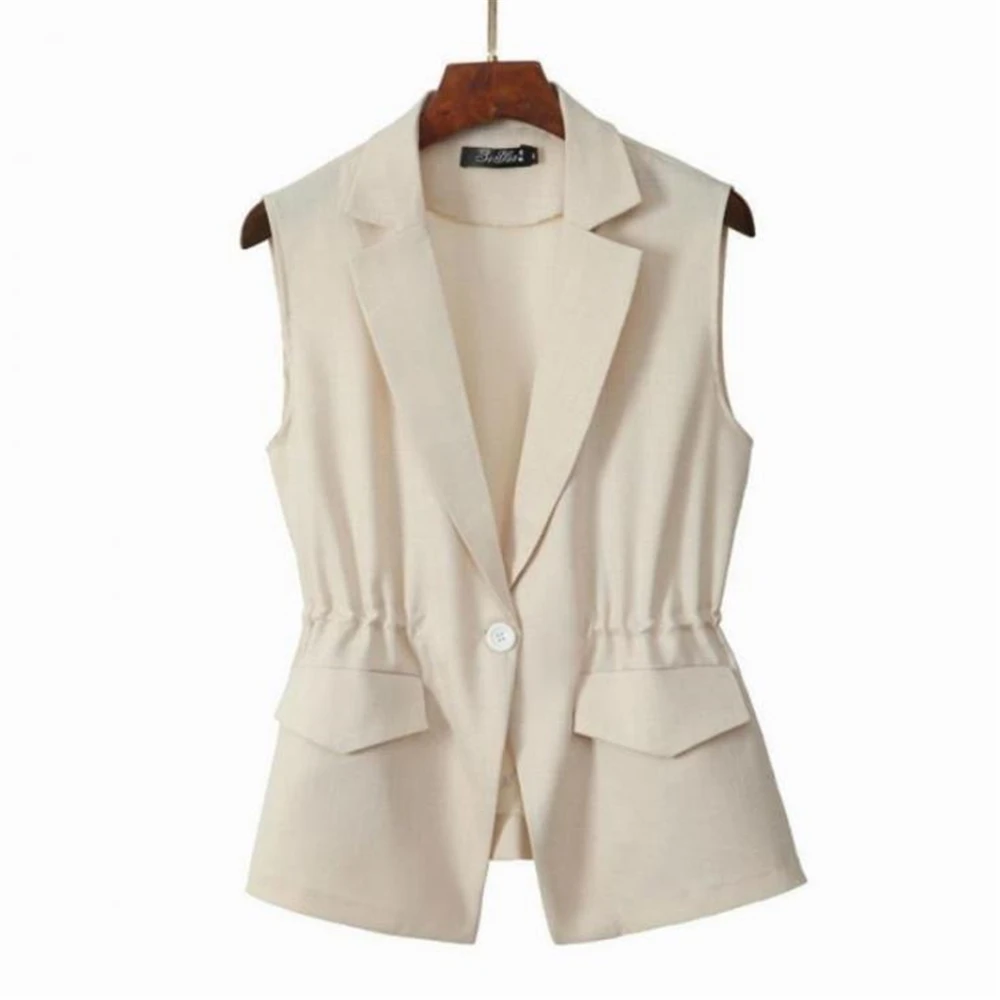 

Elegant Office Vest for Women Female Tops Waistcoat Sleeveless Jackets Spring Gilet New Ol Fashion Elastic Waist Slim