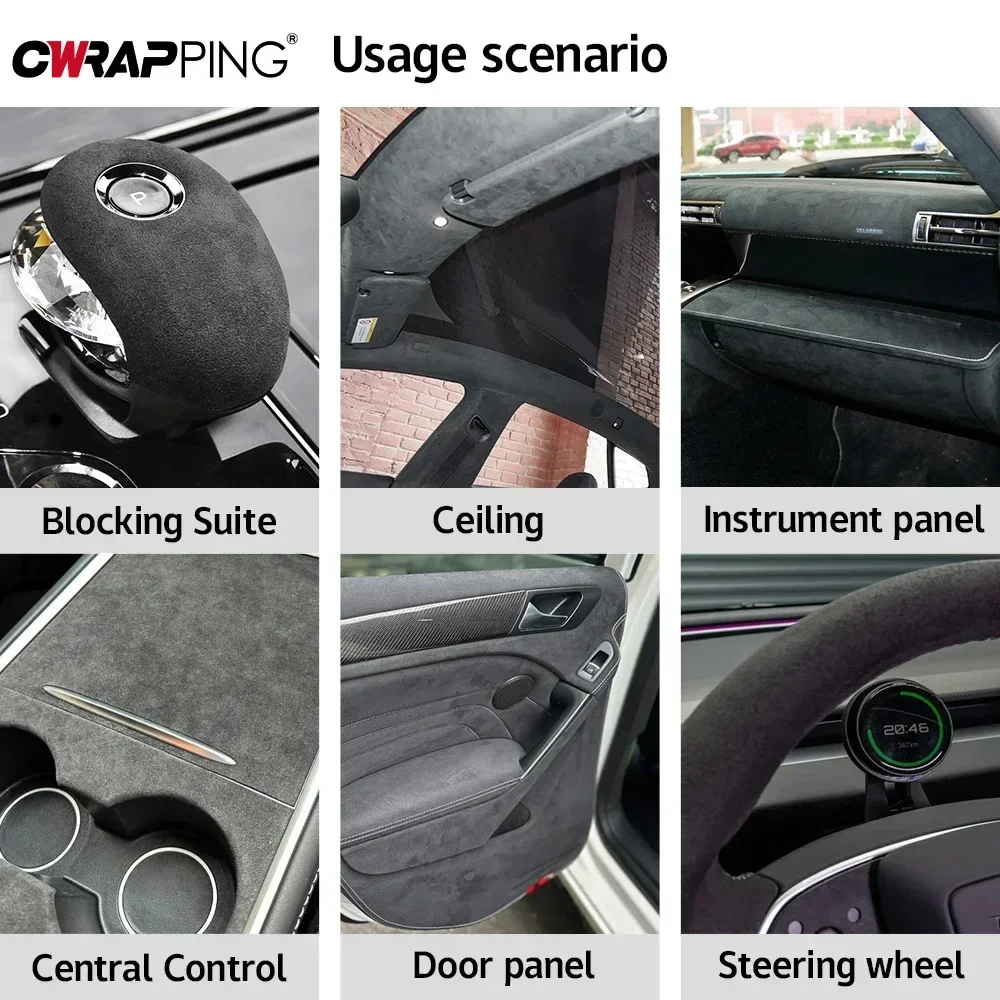 Наклейки для модификации салона автомобиля, высококачественная замшевая ткань, виниловая авто самоклеящаяся пленка, модификация автомобиля, дверная панель, верстак