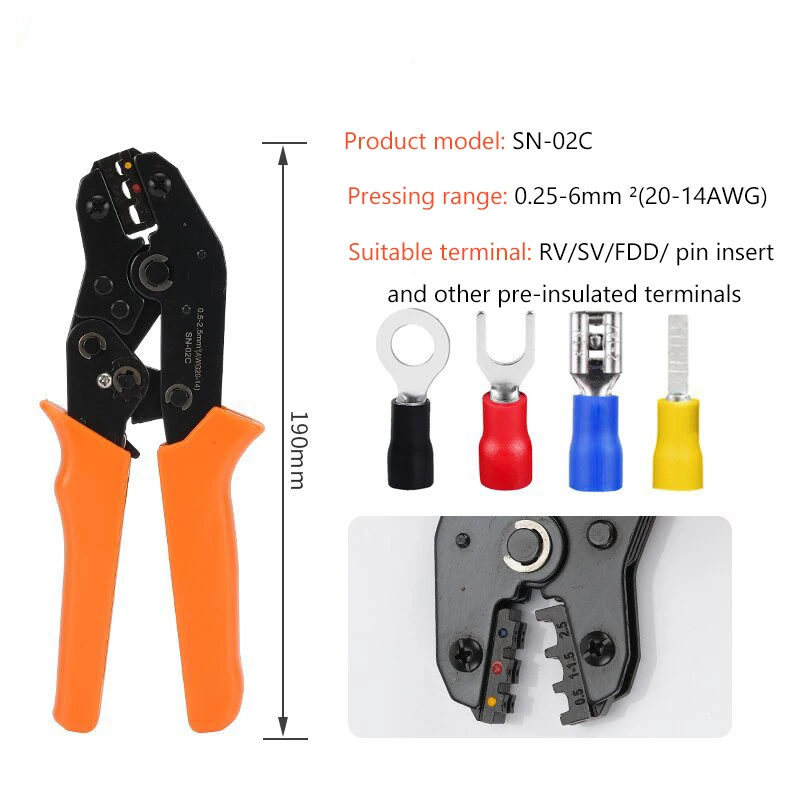 HS-30J40J Tang Crimping Terminal Ratchet Tang Crimping Manual Terminal Pra-insulasi RV SV