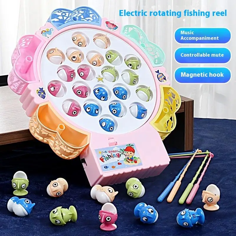 1 Set Education Baby 3 Year Gifts Kids Magnetic Fishing Play For Children Electric Fishing Toy Have Music Spinning Game Fish Rod