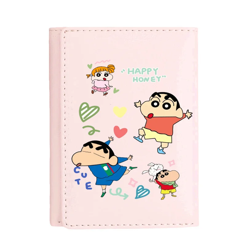 New Crayon Small New Fashion Cute Neighboring Co branded Student Wallet Children's Short Zero Wallet Cartoon anime Card Bag