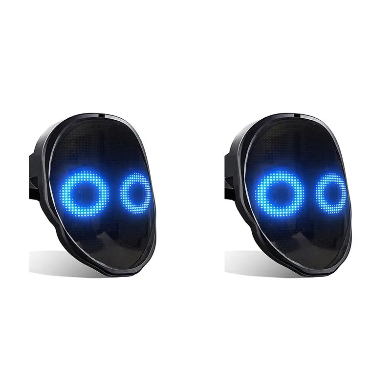 A19F-2X Bluetooth LED Lights Up Party Mask Halloween Christmas DIY Animation Text Love Prank Concert Robot Face LED Mask