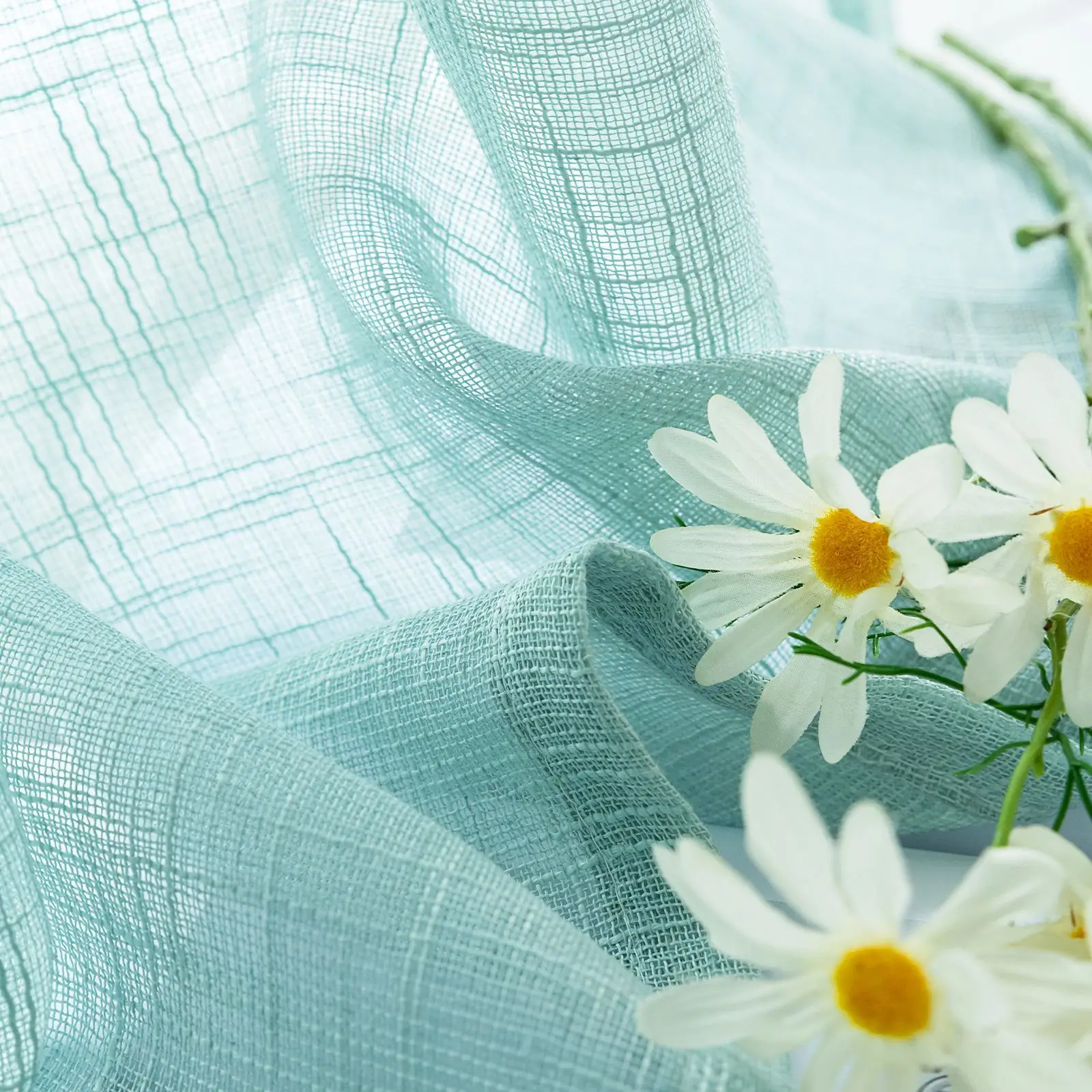 

Curtains for Living Dining Room Bedroom Thickened Cross Belly Linen Yarn Veil Modern Minimalist Plain Color Sheer Curtain