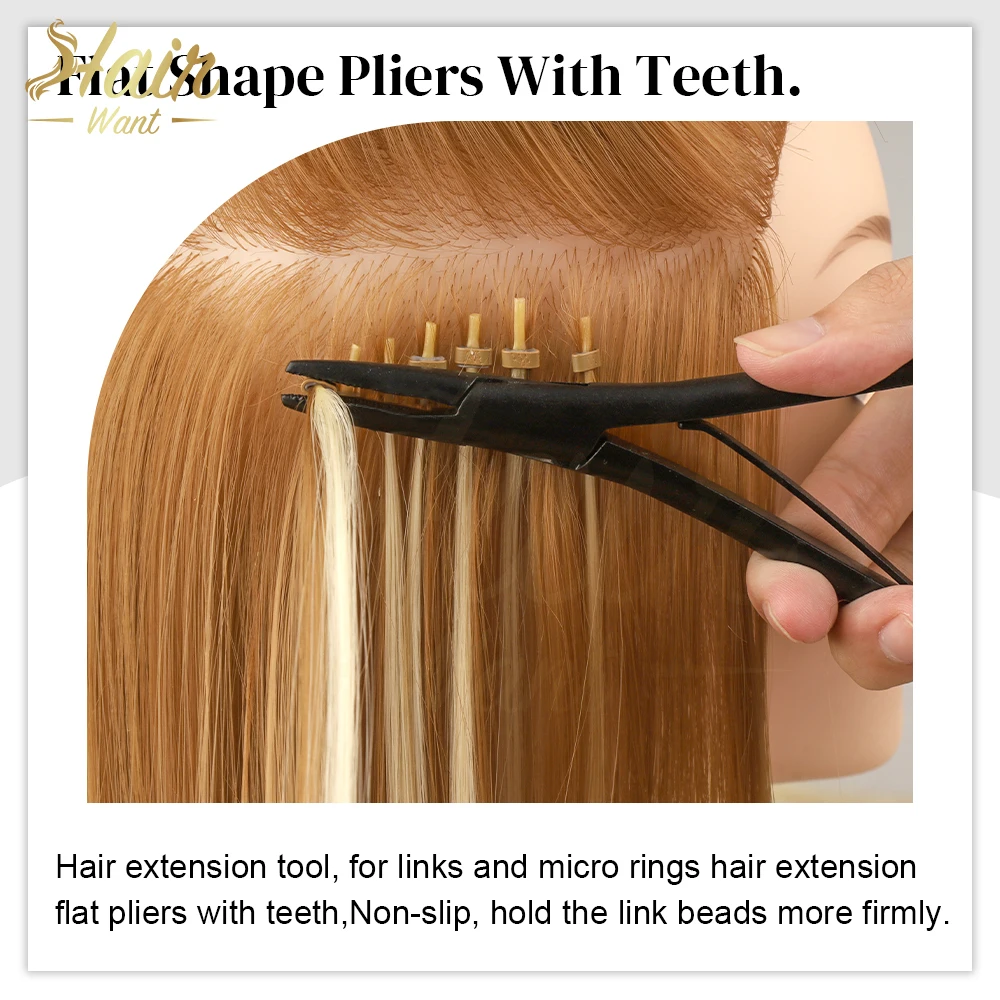 Hair Want Staninless Steel Flat Shape Hair Extension Pliers Keratin Bonding Removal Pliers for Microlinks Rings Extensions Tool