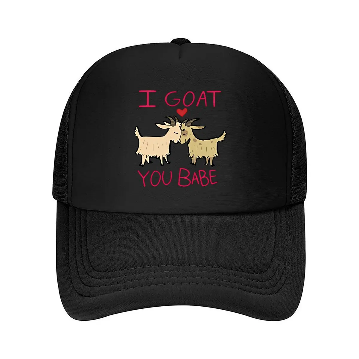 I GOAT YOU BABE_ Vintage-Style Adjustable Baseball Cap with Goat Illustration - Washable Blend, Perf 2026 Mesh Baseball Cap