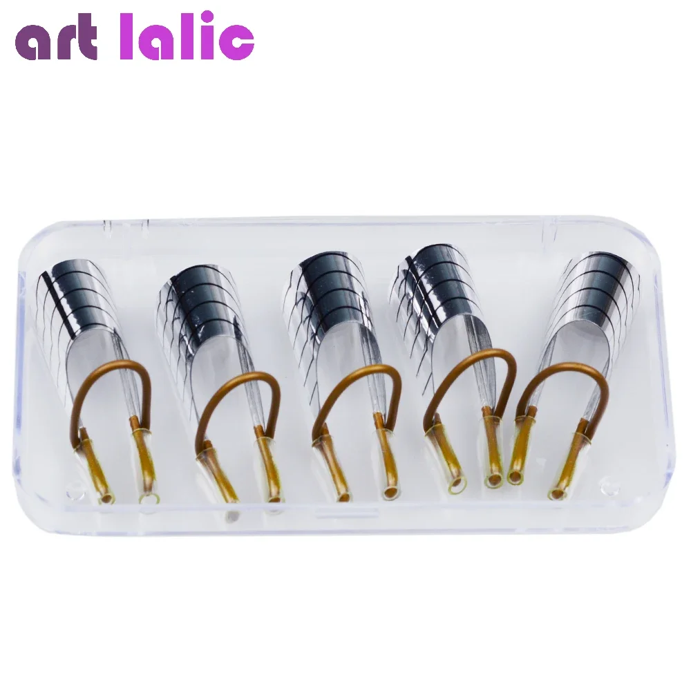 5개입 네일 아트 연장 가이드 키트 재사용 가능한 실버 골드 UV 젤 매니큐어 팁 폼 전문가용 네일 아트