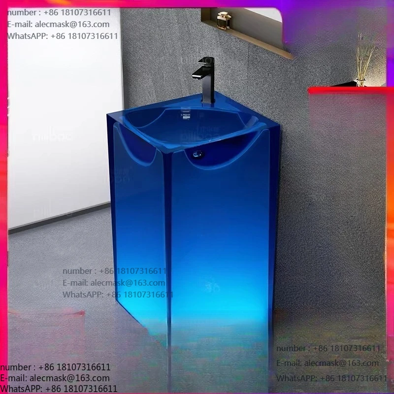 

Transparent resin column basin Bathroom wash basin Balcony wash basin Floor type