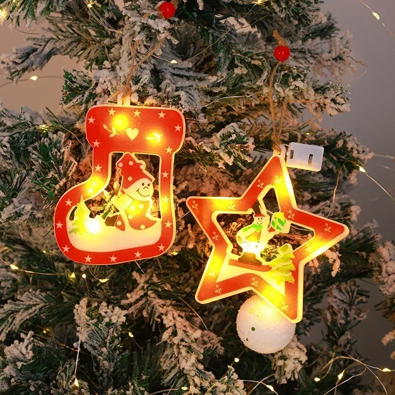 Veilleuse décorative de dessin animé créatif pour la maison, lampe du père Noël mignonne, batterie bouton intégrée, lumières d'arbres de Noël, cadeau