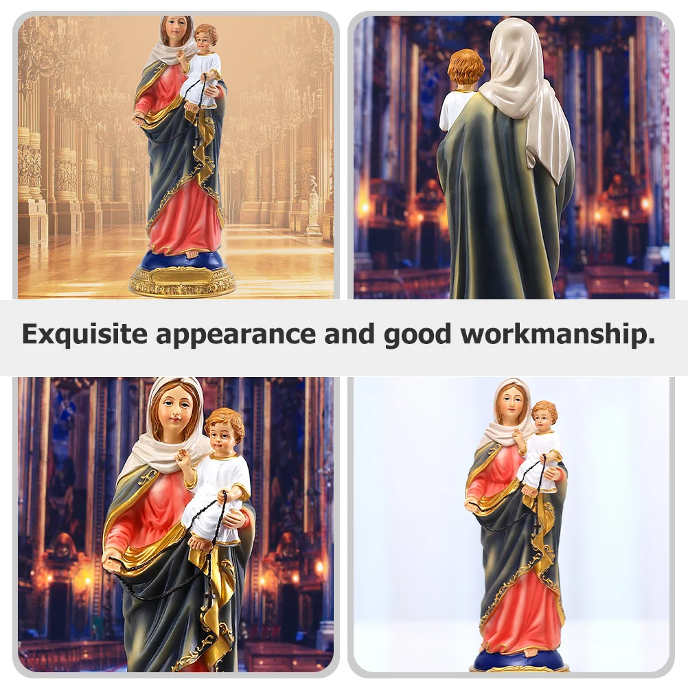 

Resin Religious Virgin Mary Statue Desktop Decor Catholicism Ornament Decorative Sculpture for Home Office Church