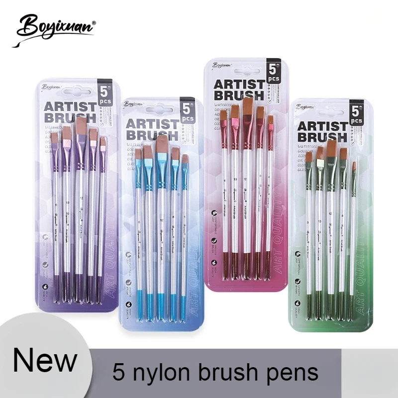 مجموعة فرش نايلون مطلية بالأشعة فوق البنفسجية محكمة الغلق بالكامل بمقبض خشبي - أدوات احترافية لتطبيق اللوحة والصباغ للفنانين #1