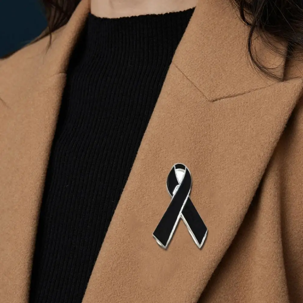 شريط أسود صغير شارة بدبوس بروش جنازات تذكارية دبوس المينا شريط أسود شارة الحداد شارة جنازة دبوس بروش بروش #4