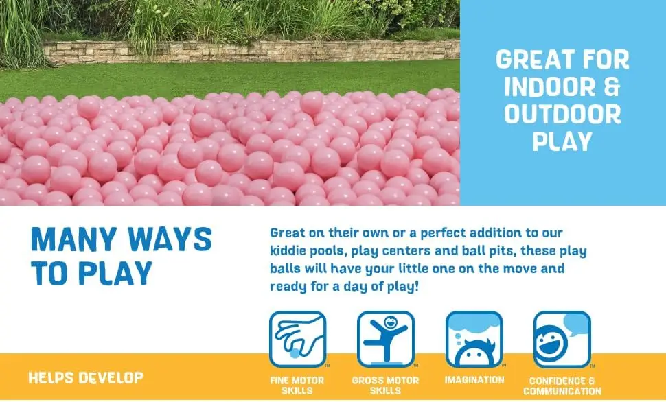 Bolas de jogo de plástico rosa claro 250ct |   Ótimo para cercadinhos internos e externos, bolinhas, seguidores, piscinas Kiddie
