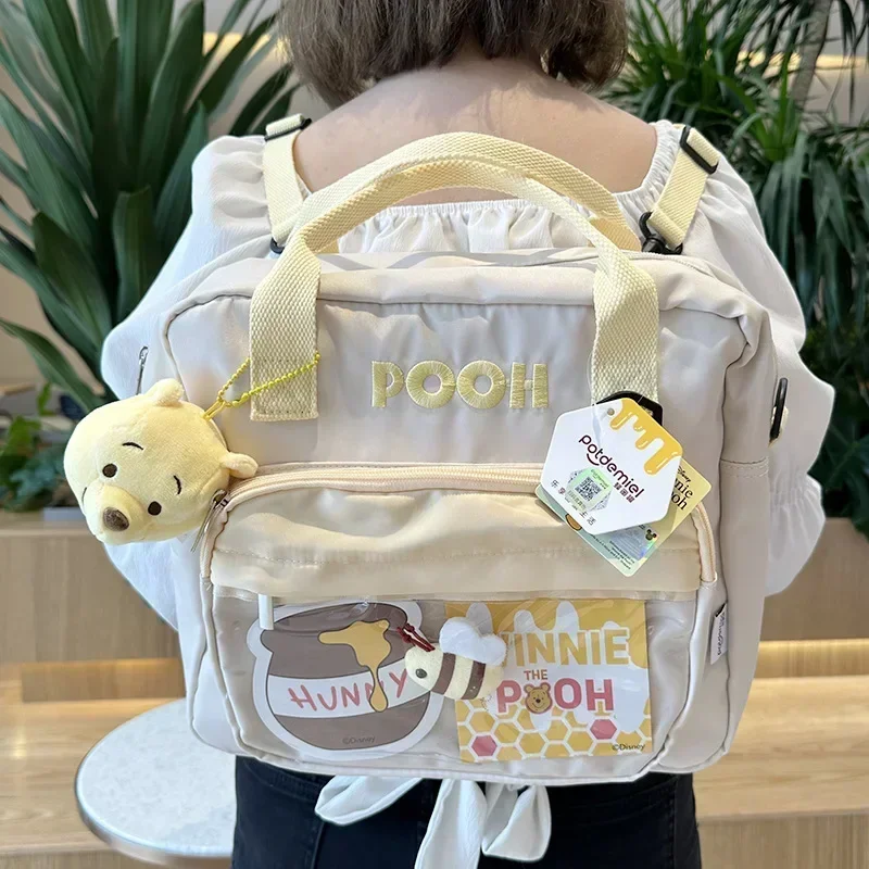 

Disney 2024 New Original Winnie The Pooh Kawaii Bee Bear Large-Capacity Backpack One Shoulder Bag Cartoon Portable Girls Gifts