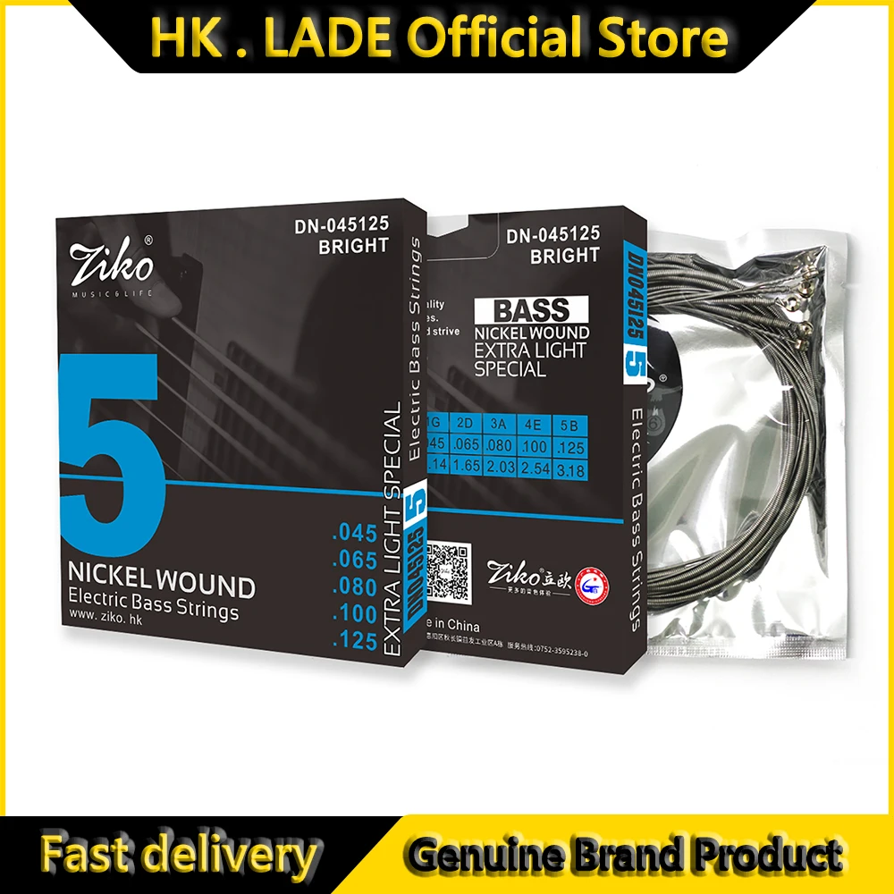 ZIKO 5-String Bass Guitar Strings Hexagonal Steel Core Nickel Wound Electric Bass Guitarra Strings Guitar Parts & Accessories