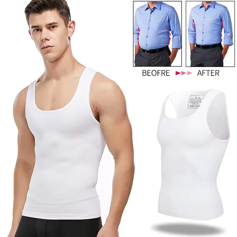 

Men's Slimming Body Shaper Chest Compression Shirt Tummy Control Shapewear Gynecomastia Sleeveless Vest Waist Trainer Corset Top