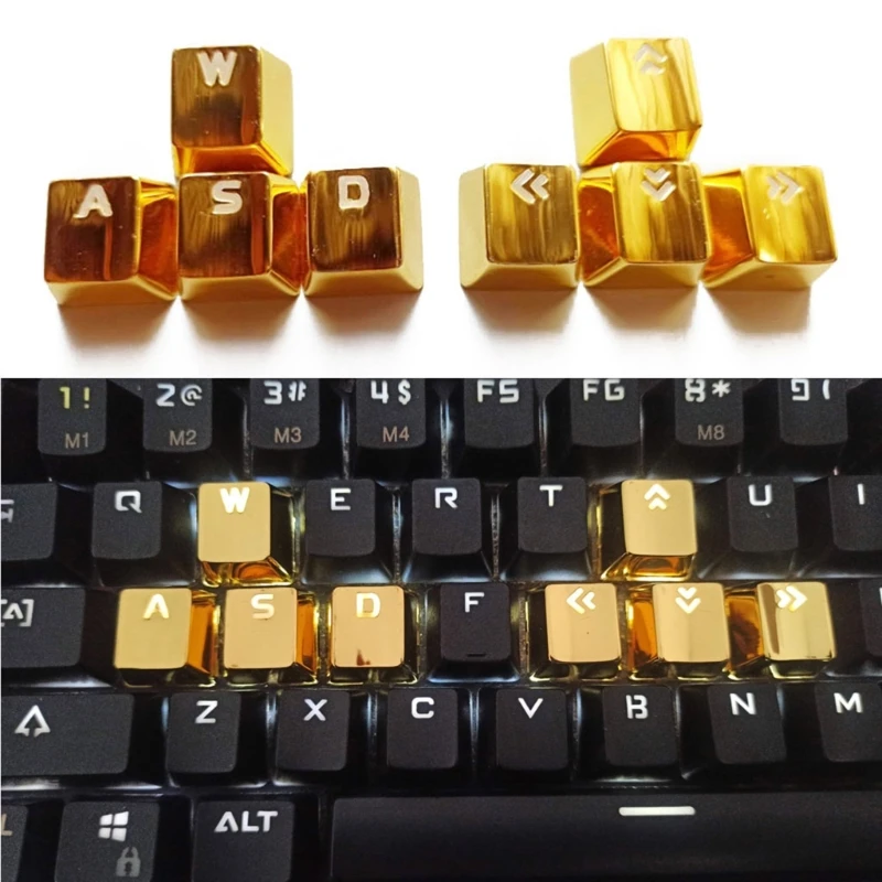 8 Keys WASD Arrows Keycaps Zinc-Alloy Backlit Keycap Set For Mechanical Keyboard Keycap DIY Replacement Directions D5QC