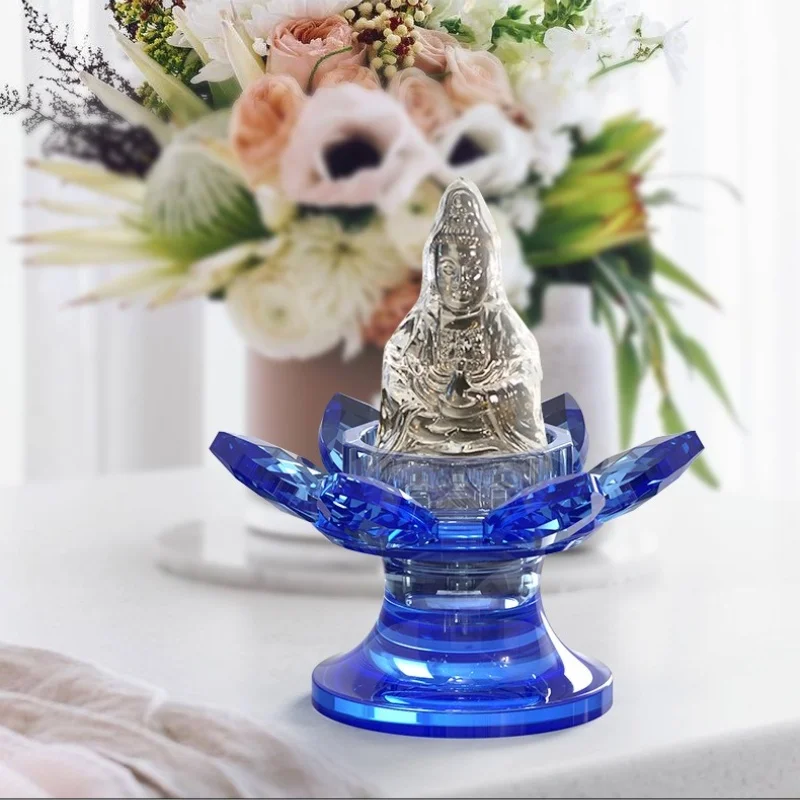 Lotus Candlestick Lamp Base Crystal Resin Dropping Glue Mold DIY Car Decoration Mirror Silicone Mold Home Decoration Storage