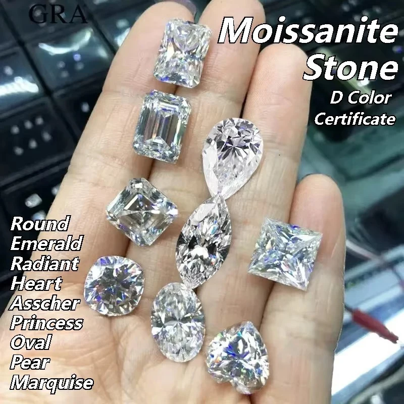 Moissanite Stone Various Cutting D Color 0.5-5ct DIY Charms Jewelry Making Ring Necklace Earring Main Materials with Certificate