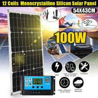 100W Portable Flexible Solar Panel Kit 12V Solar Cells Charger Home System 5V USB for Phone RV Car Boat Camping Battery Charger