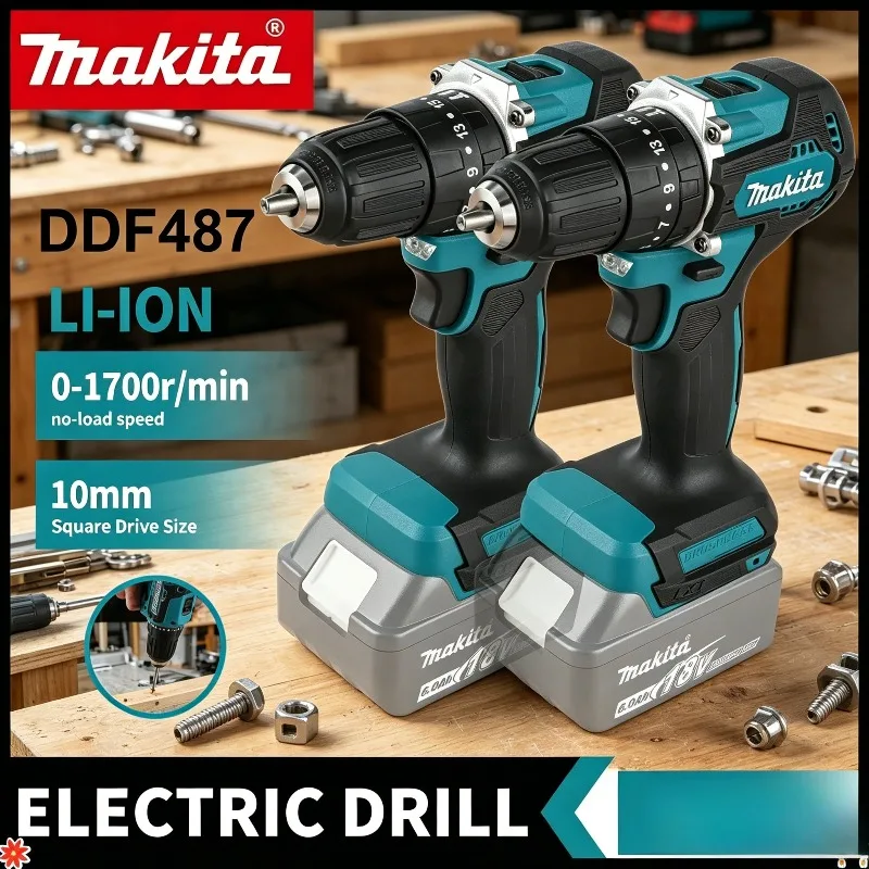 

Оригинальный бесщеточный электрический ударный шуруповерт Makita DHP487, аккумуляторная дрель-шуруповерт, перезаряжаемый электроинструмент для аккумуляторов Makita