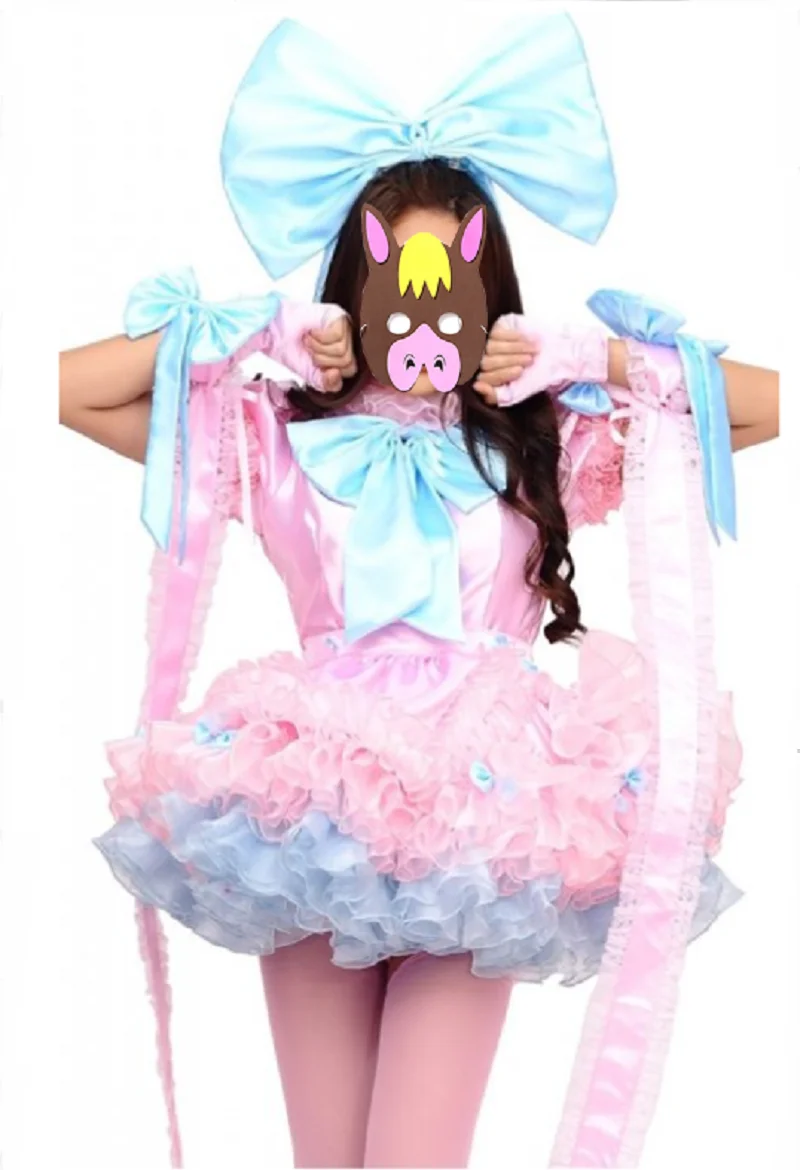 

French Lockable Sissy Dress Adult Baby Satin Multi-layer Fluffy Uniform Maid Role-playing Cross Dress Customization