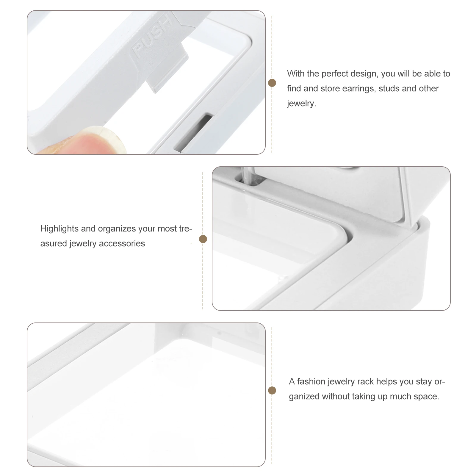 

10 Pcs White 7x7 Ear Jewelry Storage Rack Earrings Display Stand Bracelet Organizer Travel Small Clear Box Prop