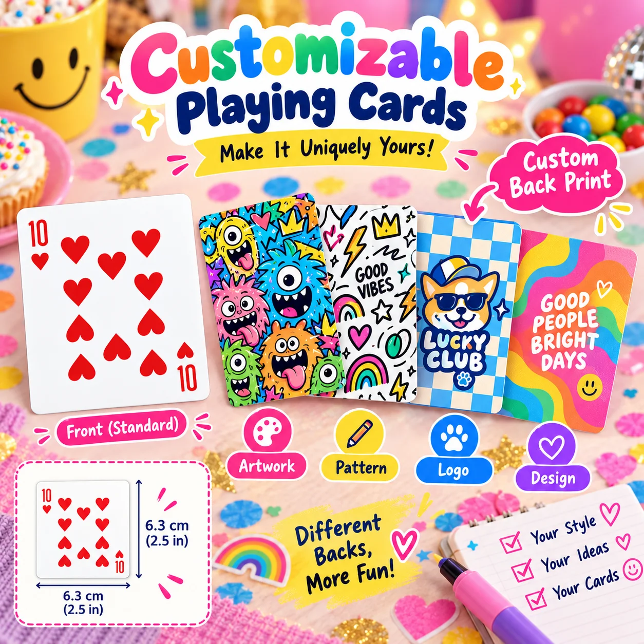 Party Games Cards - Özel Tasarımlı Beyaz Karton Oyun Kartları,