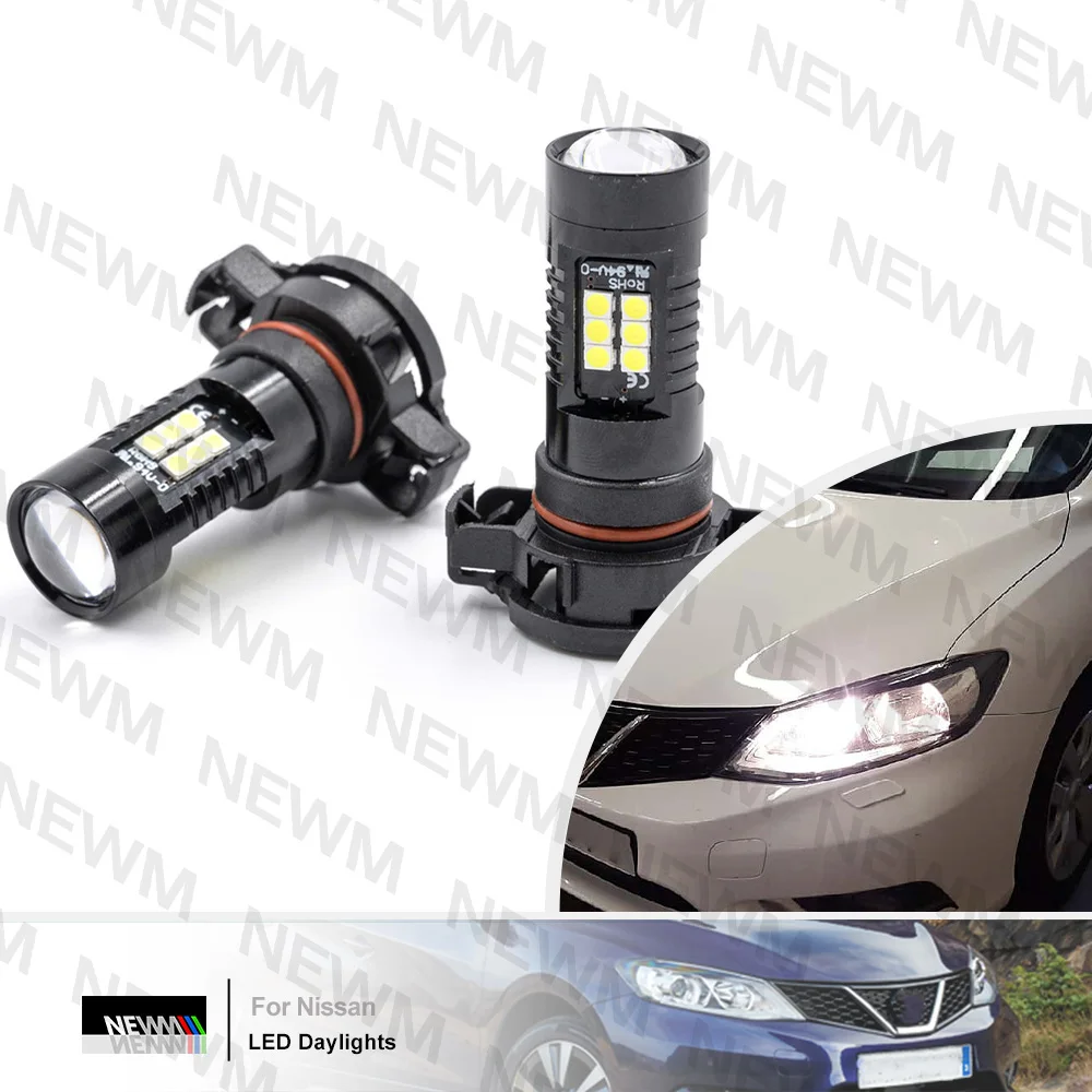 For Nissan Pulsar C13 Note E12 e-NV200 Van 5202 PS19W PS24W H16 LED Daytime Running Light Bulb Canbus DRLs Car Headlamp Daylight