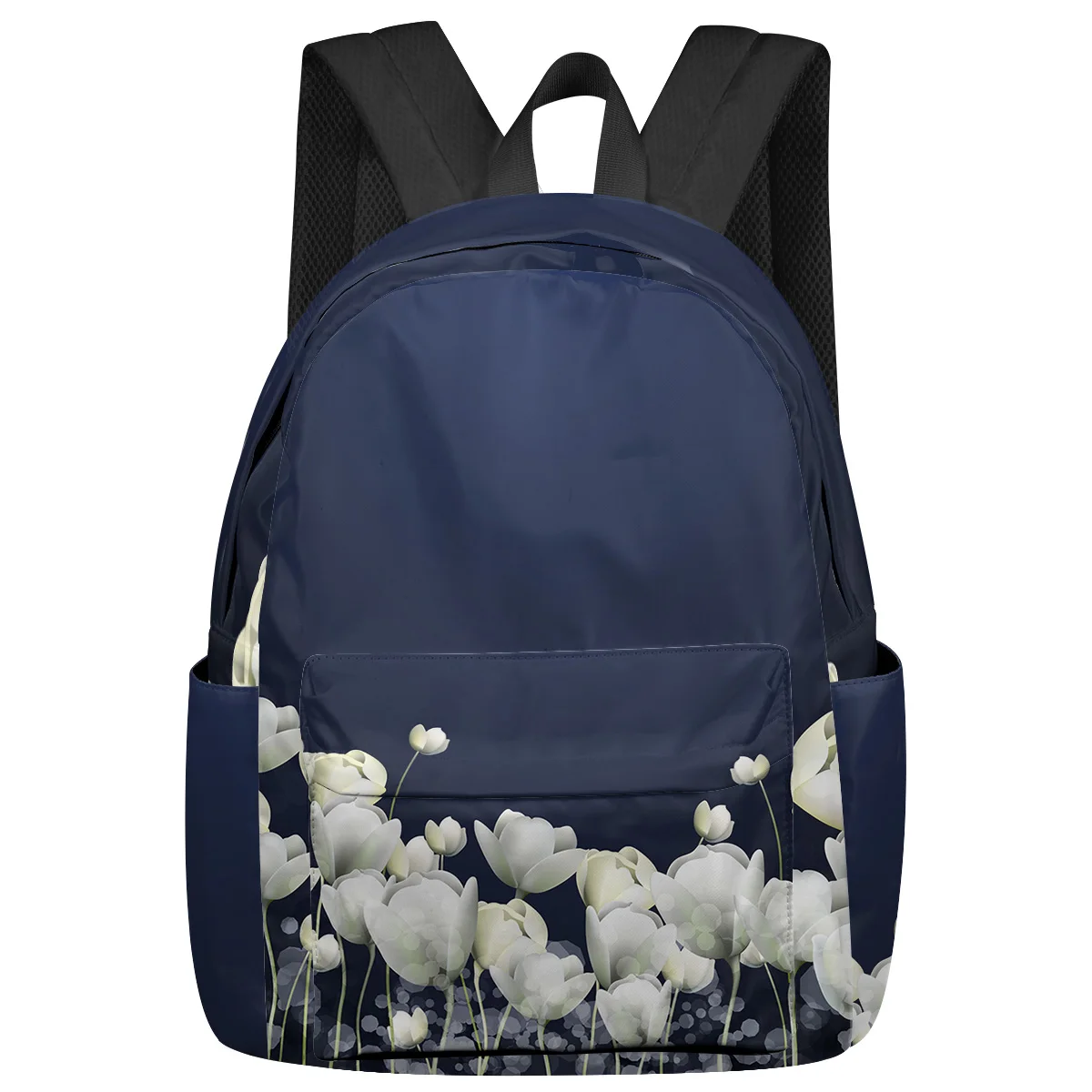 Blue White Flowers Women Man Backpacks Waterproof Multi-Pocket School Backpack For Student Boys Girls Laptop Book Pack Mochilas