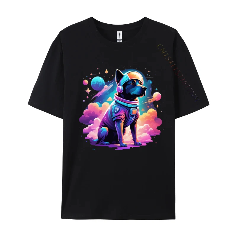 

Dog In Space T-shrit Animal Lover Front Printed T Shirt Cotton Man Top T-Shirts Hot Sale Classic Tees