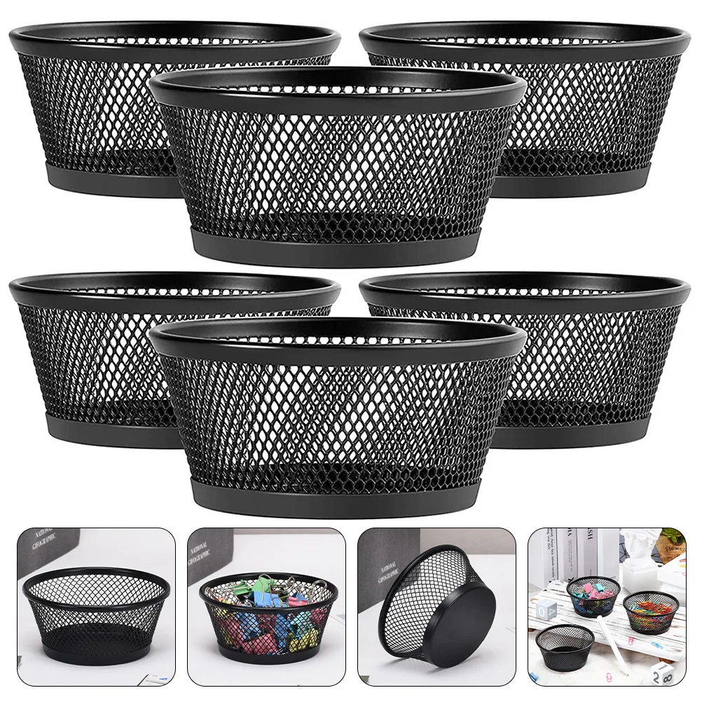 

6pcs Paper Clip Organizer Desktop Mesh Holder Stackable Storage Box For Clips Tacks Screws Nails Gift
