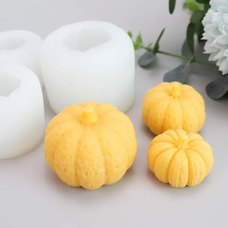 New DIY Festival Pumpkin Shaped Candle Mold Handmade Soap Mold Halloween Gypsum Silicone Decorative Kitchen Baking Candy Mold