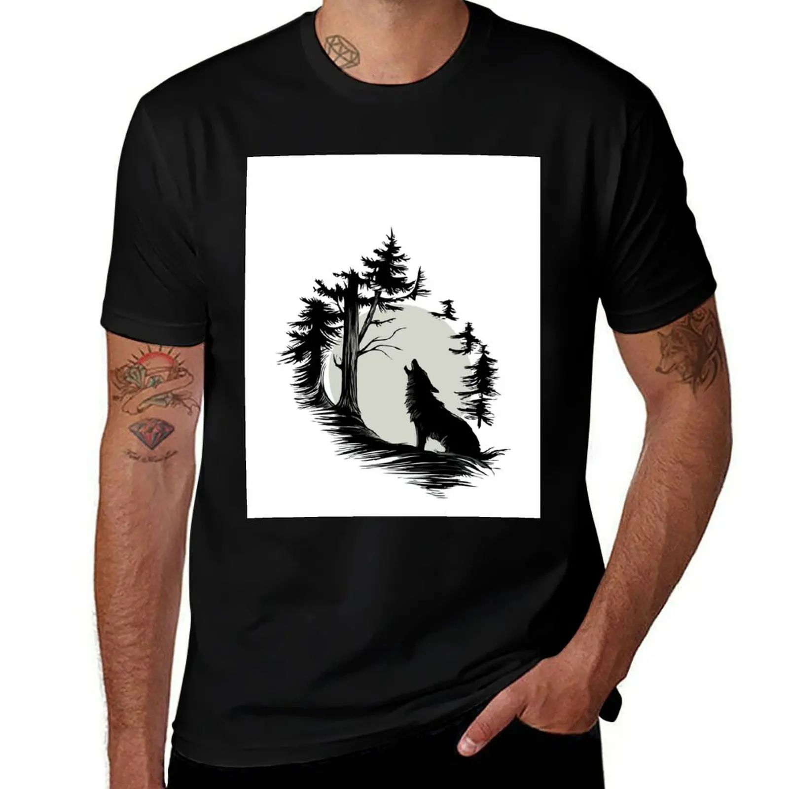 

Moon's t t graphic t The shirt for Wolf cotton 100% tees man under the cotton T-Shirt Gaze shirts shirt man men T-Shirt