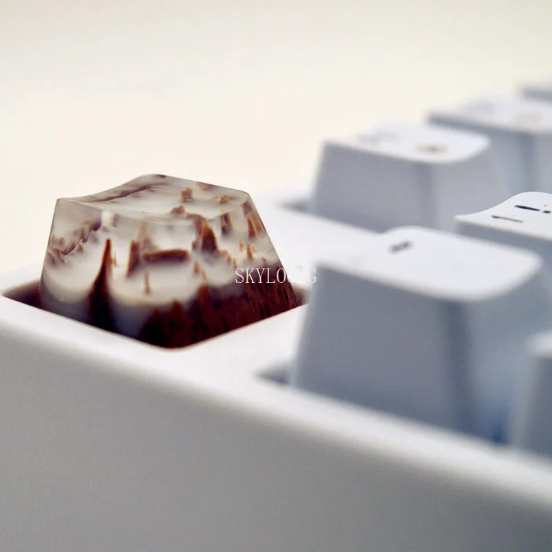 New Handmade Backlight Resin Keycaps for Cherry Mx Switch Mechanical Keyboard OEM R4 Luminous Snow Mountain Jungle Wood Key Caps