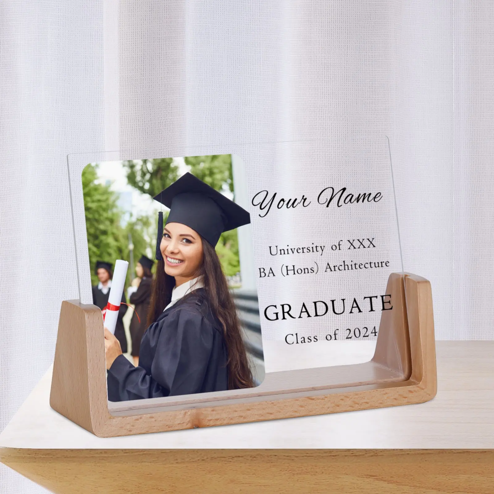 Custom Acrylic Graduation Plaque for Her Class of 2024 Graduation Gift for Daughter Girlfriend Best Friend Memorial Photo Frame