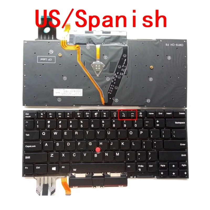 New US Spanish Laptop Backlit Keyboard For Lenovo Thinkpad X1 Carbon 7th Gen 7 2019 / X1 Carbon 8th Gen 8 2020
