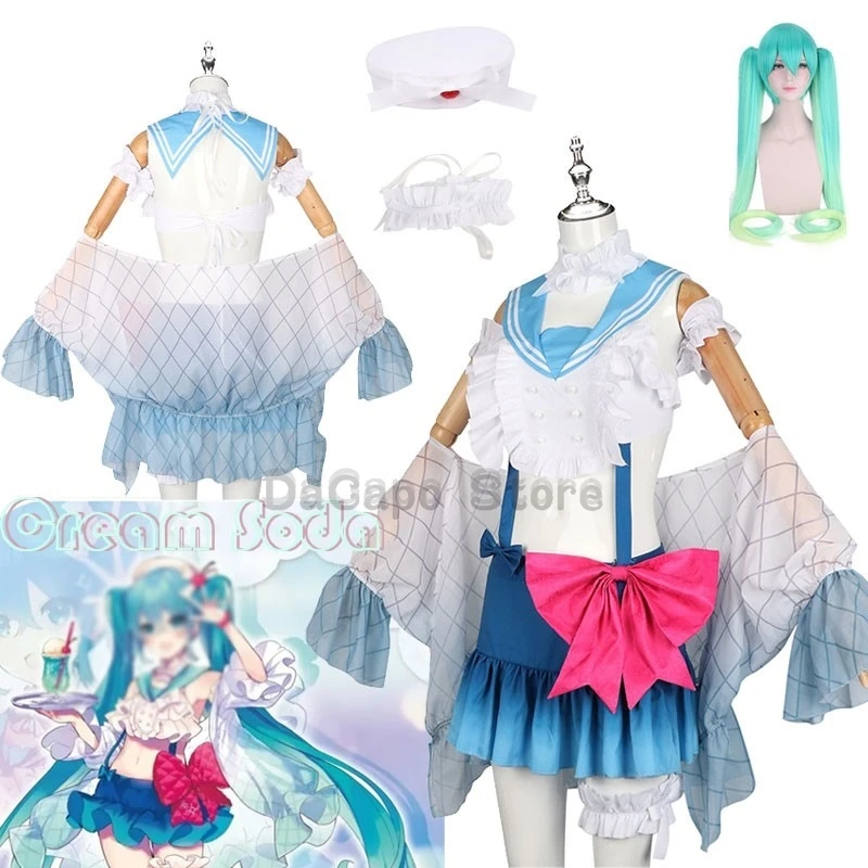 Project Sekai VS Virtual Singer Fufu Cream Soda Mikku Cosplay Costume Wig Dress Creative Figure Outfit Uniform Summer Clothes