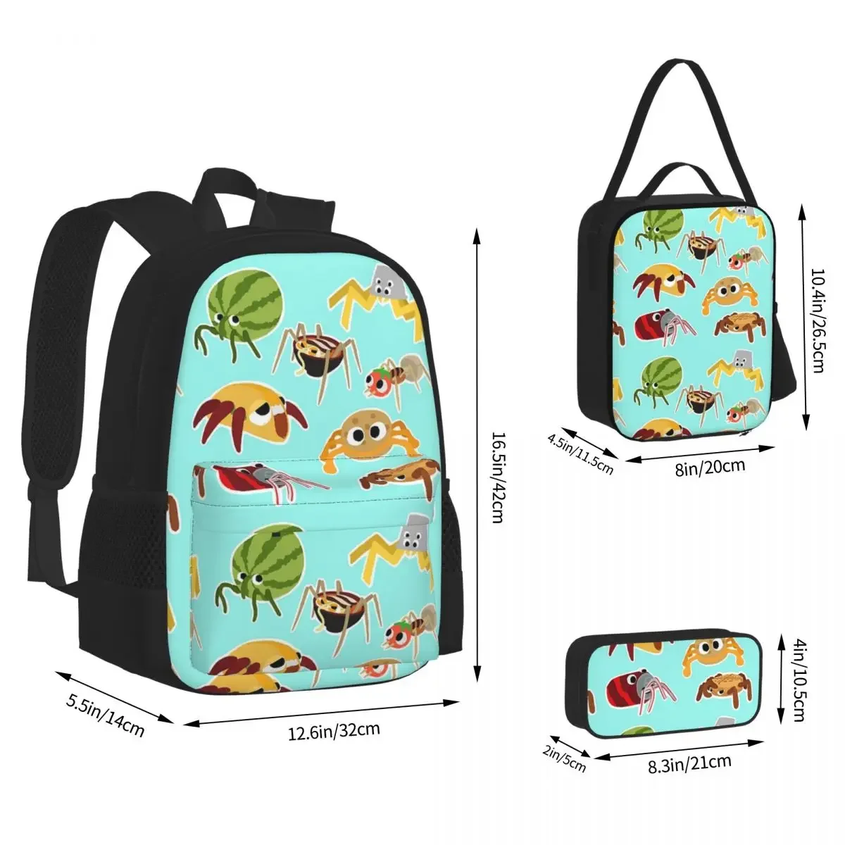 Bugsnax Bug Pack Fan Art Kinda Bug Backpacks Boys Girls Bookbag Children School Bags Rucksack Lunch Bag Pen Bag Three-Piece Set