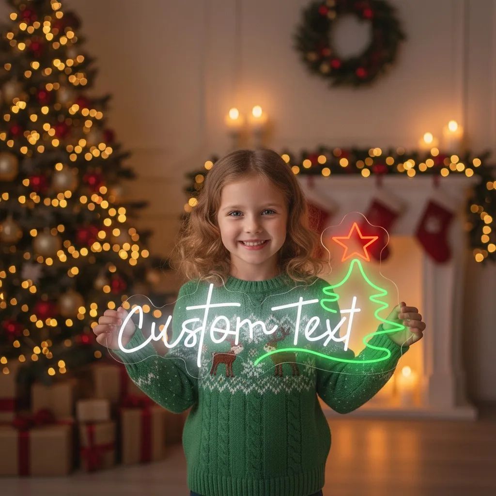 مخصص عيد ميلاد سعيد النيون تسجيل ، هدية طفل ، النيون تسجيل الفن ، النيون جدار ديكور مخصص ضوء النيون عيد الميلاد السنة الجديدة جدار ديكور