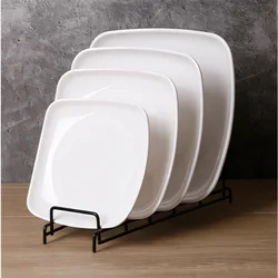 Melamine White Dinner Plate Fast Food Square Dishes School Rice Meal Serving Trays Cheap Hotel Table Decoration and Accessories