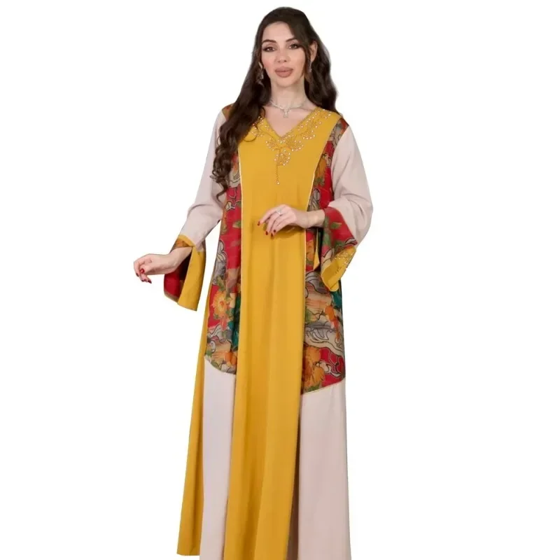 

African Dresses For Women Elegant Polyester 2025 New Muslim Fashion Abayas Dashiki Robe Kaftan Maxi Dress Africa Clothing