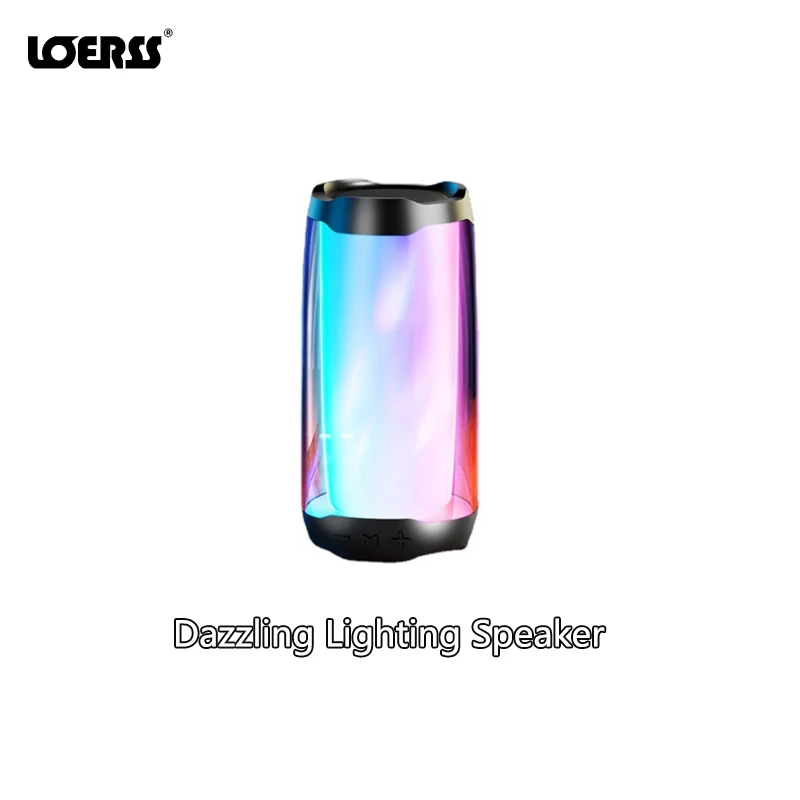 LOERSS Wireless Bluetooth 5.0 Speaker Full Screen Colorful Subwoofer Gaming Outdoor Home Speaker Dolby HIFI Stereo Sound System