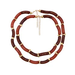 New Irregular Overlapping Bamboo Multi-layer Necklace Bracelet Set Fashion Design Women Jewelry Daily Tie-in Sweater Chain