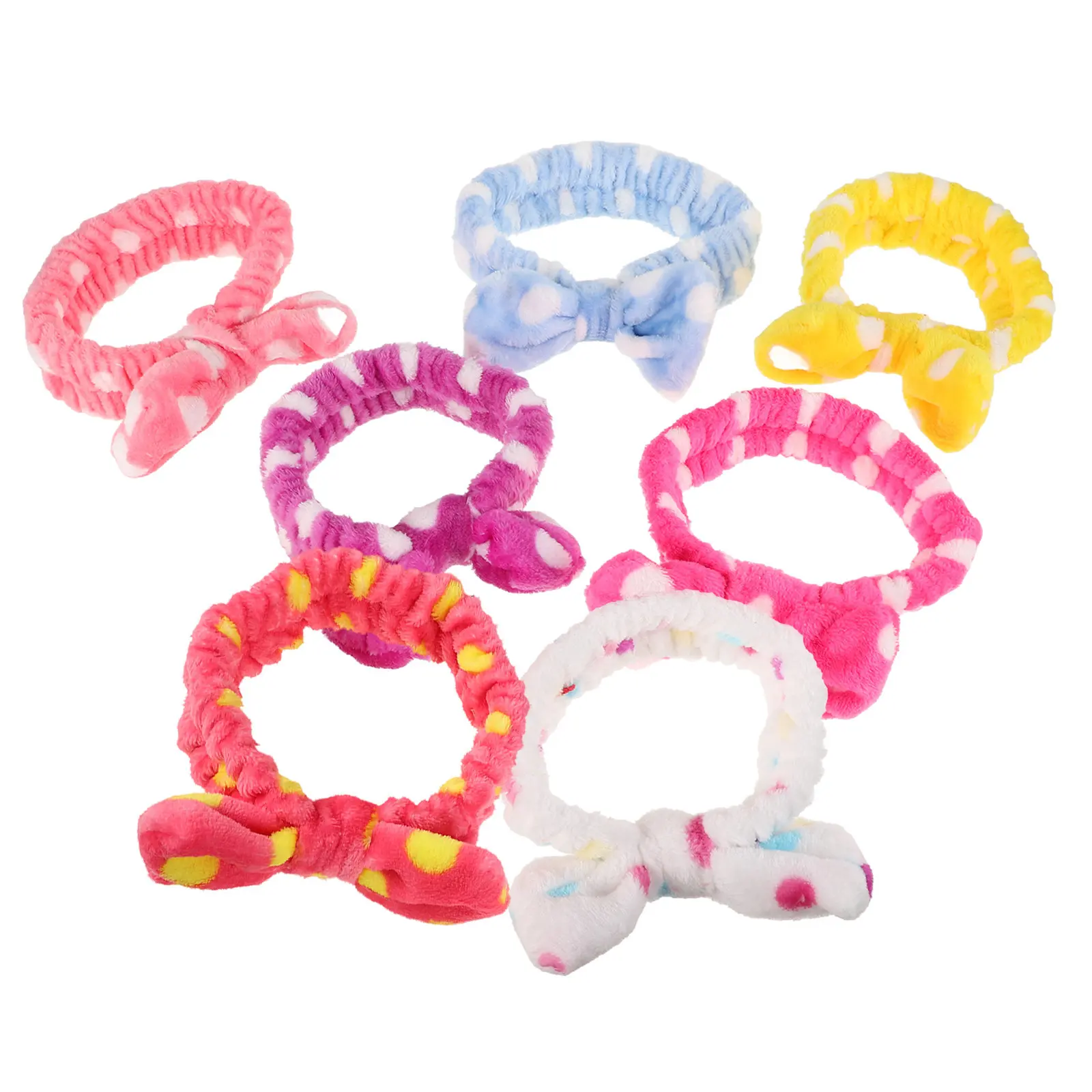 

7Pcs Coral Fleece Bow Knot Headband Set Elastic Face Washing Makeup Hair Band for Women Girls Comfortable Hair Accessories