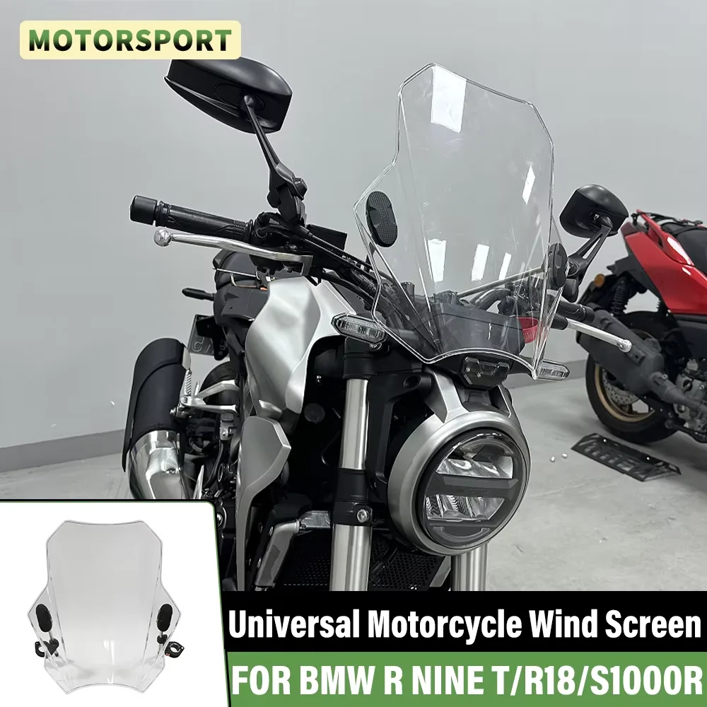 Para-brisa universal para motocicleta, defletor de vento frontal para farol redondo, para BMW R NINE T/PURE SCRAMBLER URBAN R18 S1000R