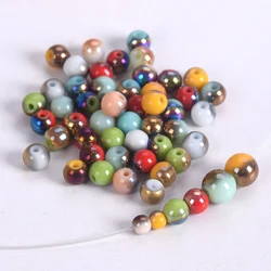 Round 4mm 6mm 8mm Half Plated Opaque Glass Loose Spacer Beads Wholesale Lot For Jewelry Making DIY Crafts Findings