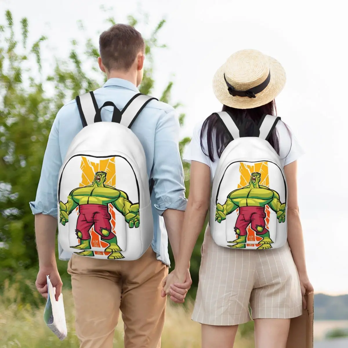 Hulk Cartoon niedlichen lässigen Rucksack im Freien High School Arbeit Tages rucksack für Männer Frauen Laptop Segeltuch taschen