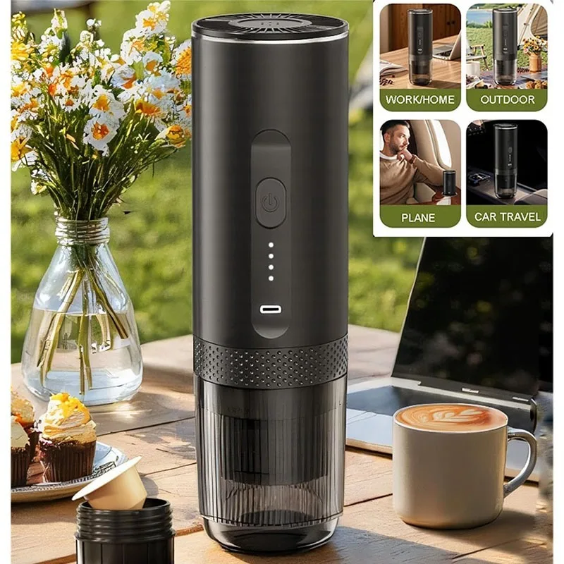 3-in-1 draadloze draagbare espressomachine Capsule koffiepoeder Reiskoffiezetapparaat Slimme extractie Draadloze verwarming Camping