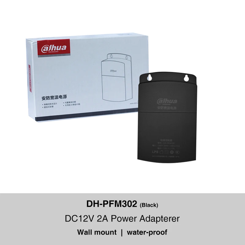 Dahua Original DC12V 2A Camera Power Adapter Outdoor Waterproof 100–240 V CCTV Supply Voltage Protection PFM300 PFM320D PFM301